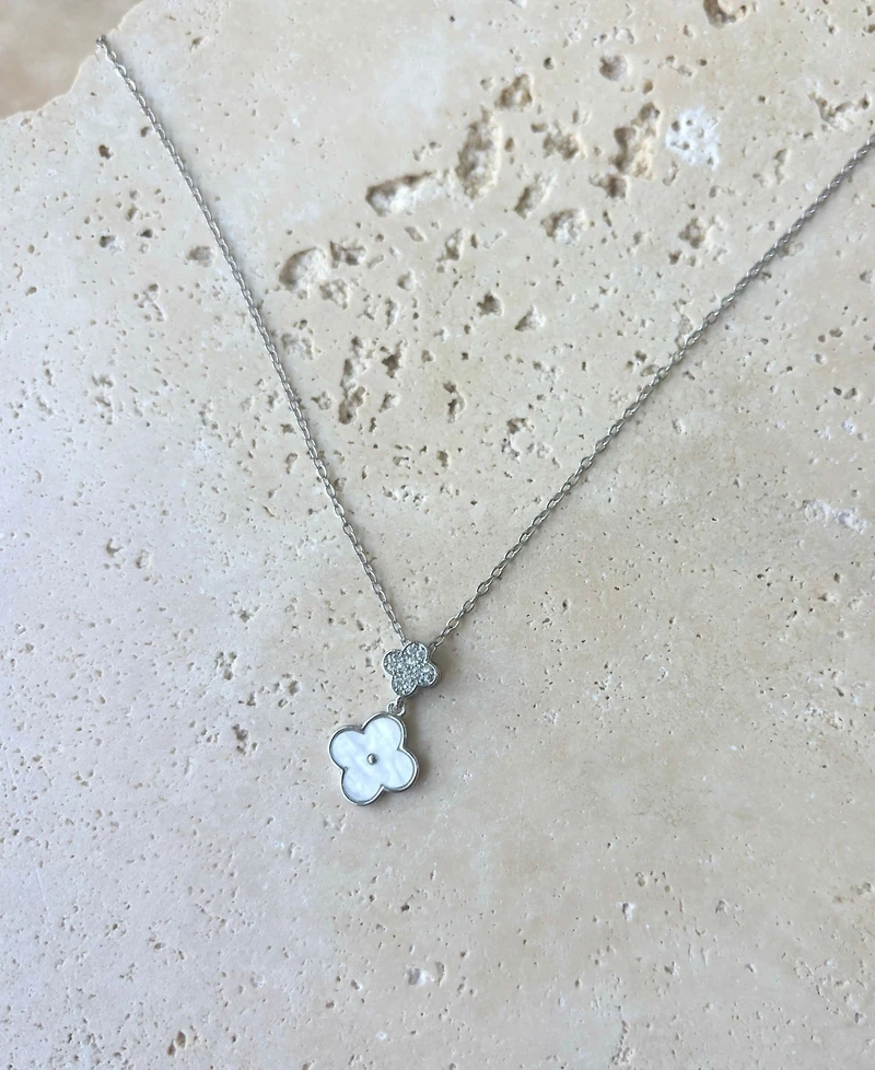 Adornia Mother of Pearl Silver 2-Piece Clover Set