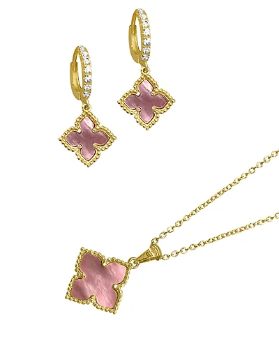 Adornia Mother-of-Pearl Gold 2-Piece Pink Flower Set