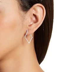 Adornia Cz Silver 2-Piece Jacket and Hoop Earring Set