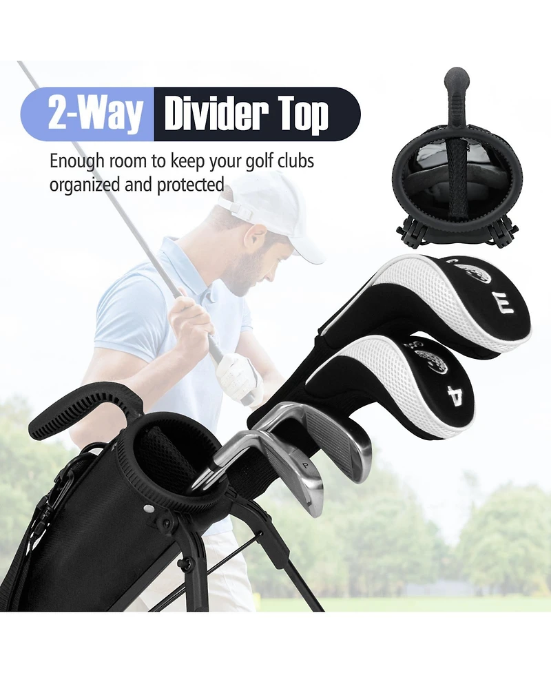 Gymax Lightweight Golf Stand Bag Par 3 and Executive Courses Carry Shoulder Strap