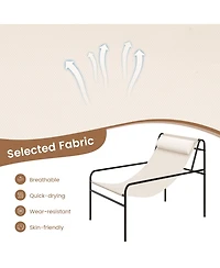 Gymax Patio Sling Chair Modern Accent Chair w/ Removable Headrest and Sturdy Metal Frame