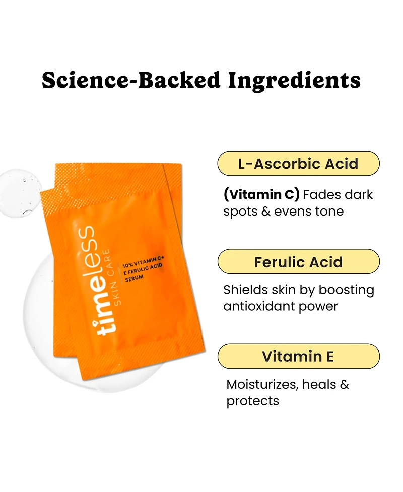 Timeless Skin Care 10% Vitamin C + E Ferulic Acid Serum Single Use Pouches