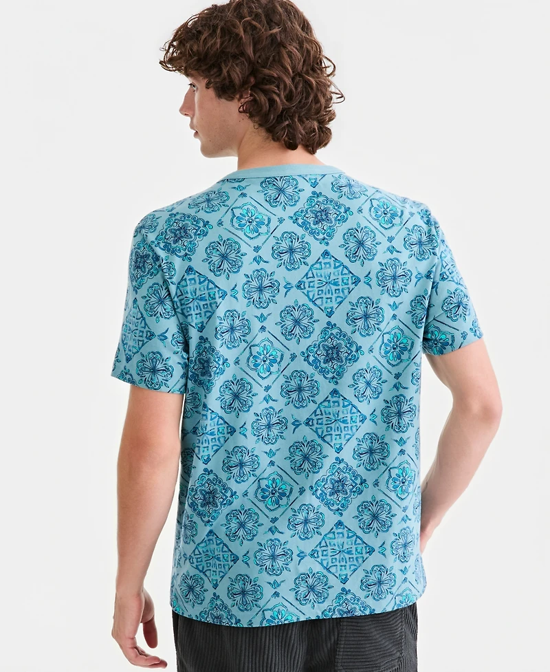 Sun + Stone Men's Ink Medallion Tiles T-Shirt, Macy's Exclusive