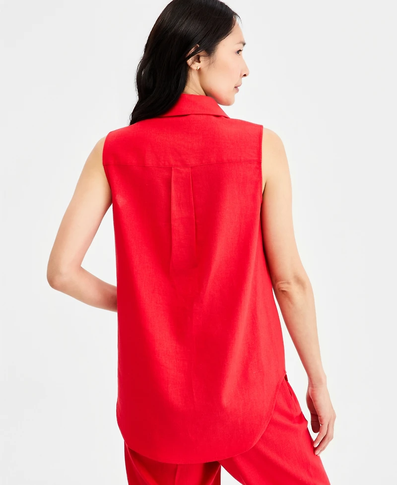 Jones New York Women's Sleeveless Collared Button Front Shirt