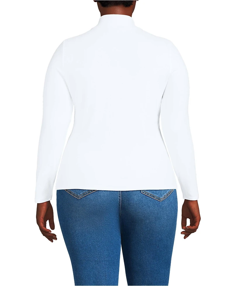 Lands' End Plus Drapey Rib Skimming Long Sleeve Mock Neck