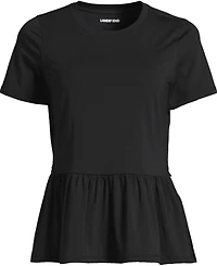 Lands' End Women's Short Sleeve Lightweight Jersey Crew Neck Peplum Tee