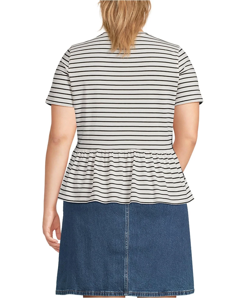 Lands' End Plus Short Sleeve Lightweight Jersey Crew Neck Peplum Tee