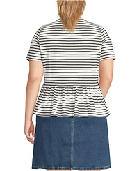 Lands' End Plus Short Sleeve Lightweight Jersey Crew Neck Peplum Tee