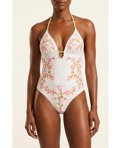 Jessie Zhao New York Women's Yellow Bloom Reversible One Piece Swimsuit