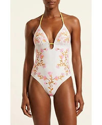 Jessie Zhao New York Women's Yellow Bloom Reversible One Piece Swimsuit