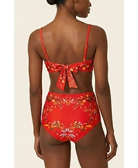 Jessie Zhao New York Women's Scarlet Bloom Reversible Square Bandeau Top