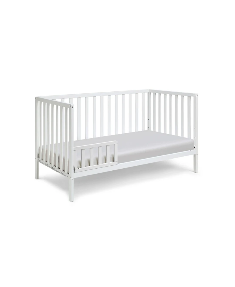 Jujabu 3 in 1 Convertible Solid Wood Island Crib White Adjustable Mattress