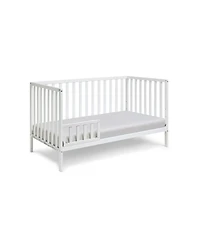 Jujabu 3 in 1 Convertible Solid Wood Island Crib White Adjustable Mattress