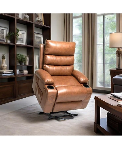 Maison Boucle Power Lift Recliner Chair for Elderly with Heat and Massage, Faux Leather Electric Reclining Remote Control.