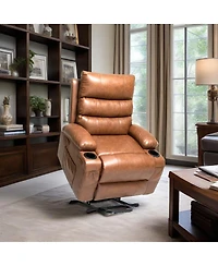 Maison Boucle Power Lift Recliner Chair for Elderly with Heat and Massage, Faux Leather Electric Reclining Remote Control.