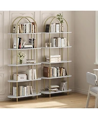 gaomon 2Pcs 71" Bookshelf 5 Tier Bookcase Arched Display Racks Tall Bookshelf Freestanding Open Storage Shelf