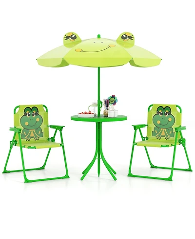 Sugift 4 Piece Kids Picnic Set with Folding Chairs and Umbrella