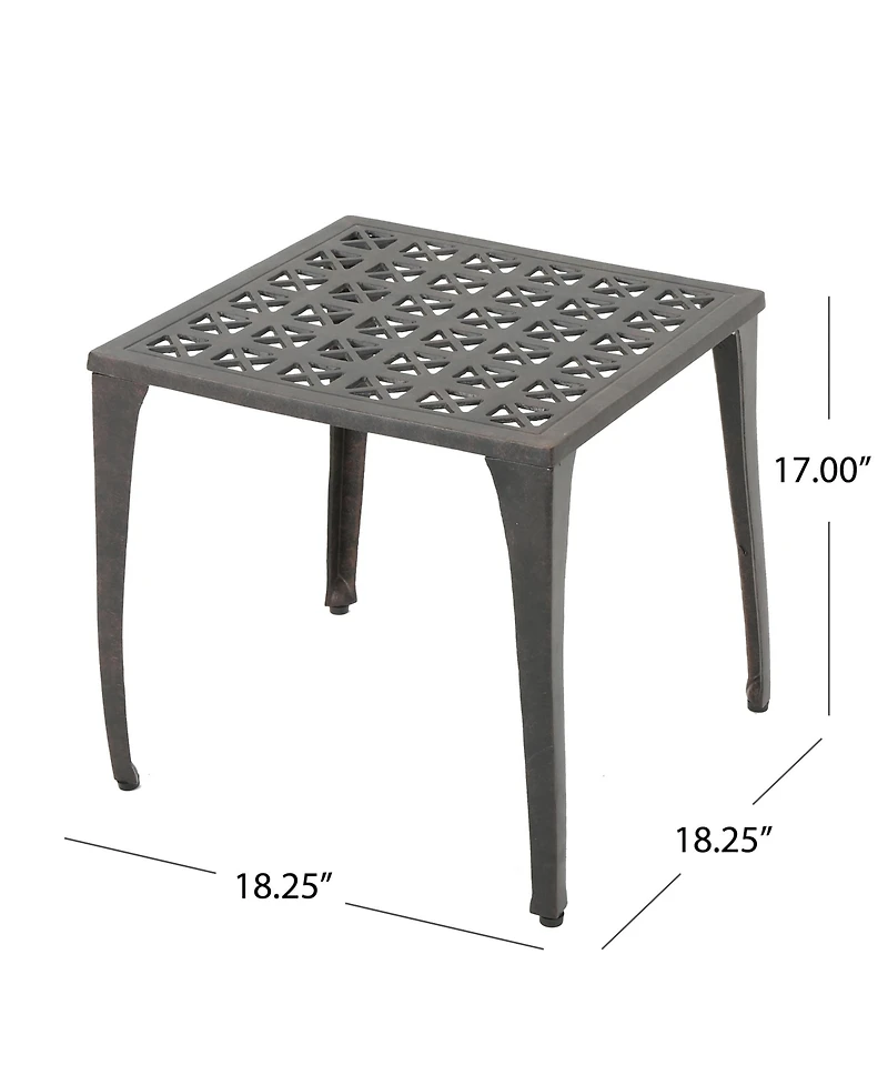 Clihome 18" Cast Aluminum Side Table Square Outdoor Accent End Table