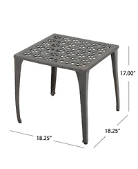 Clihome 18" Cast Aluminum Side Table Square Outdoor Accent End Table