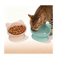 Aronkl Elevated Cat Food Water Bowls Set of 2 Whisker Friendly Raised Pedestal Dishwasher Safe 6.5 Oz