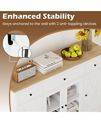 Sugift Large Buffet Sideboard Cabinet with Drawers and Wine Storage