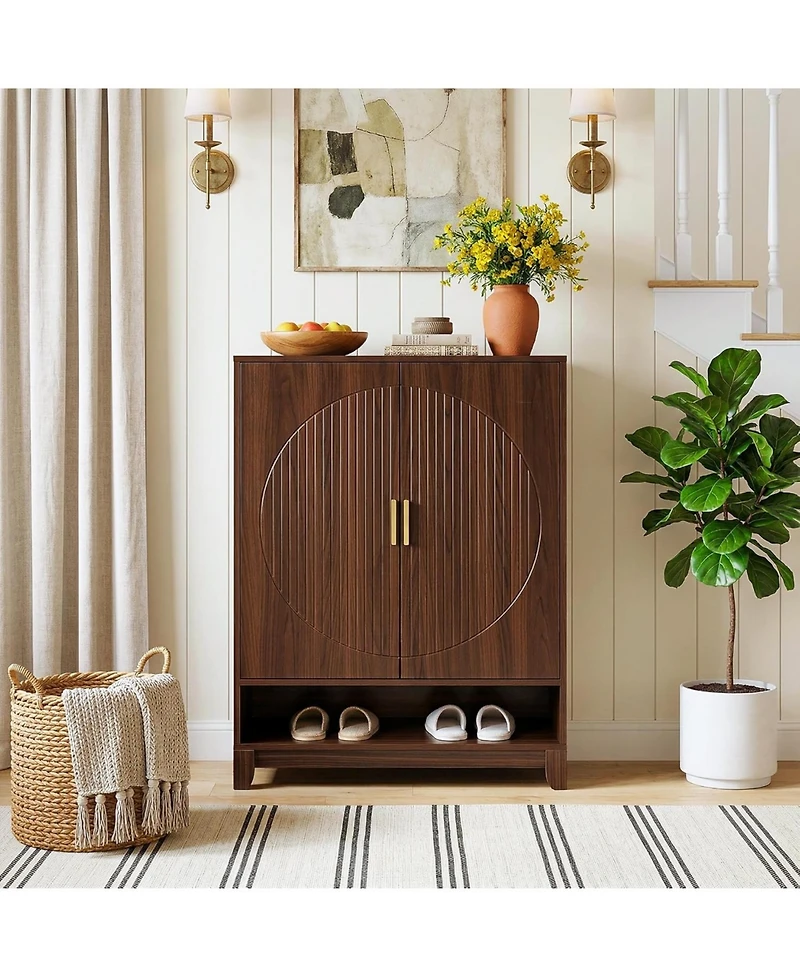 Tribesigns 6-Tier Wooden Shoe Cabinet with Doors, Freestanding Shoe Storage Organizer with Adjustable Shelves, Holds Up to 24 Pairs