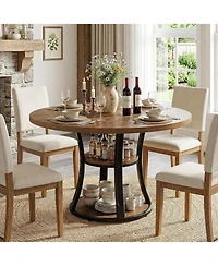 Tribesigns 3 Tier Round Dining Table for 24 39 Farmhouse Kitchen Table with Storage Space Saving Dinner Table
