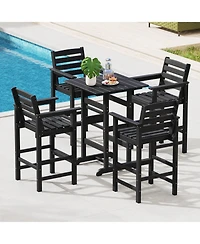 sumyeg 30-Inch Square Bar Table with Slatted Top for Patio or Poolside Dining