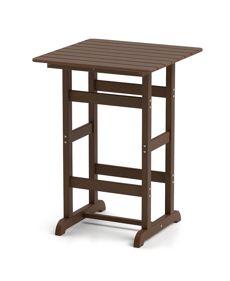 sumyeg 30-Inch Square Bar Table with Slatted Top for Patio or Poolside Dining