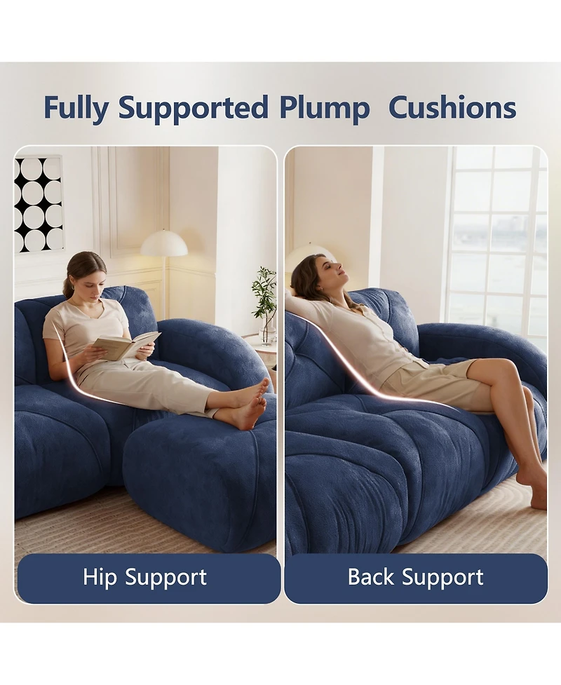 Rainsken Luxury 80" Modular Velvet Loveseat, 2-Seater Tufted Sectional Couch with 32D Sponge Cushion and Bottom Anti-Slip Design for Home Living