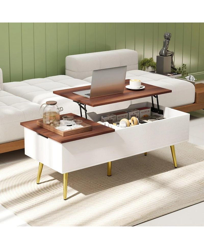 Gouun 47 in Split Lift-Top Coffee Table with Hidden Compartments