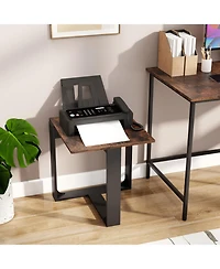 Gouun 20 in Industrial Square End Table with T-Shaped Metal Base