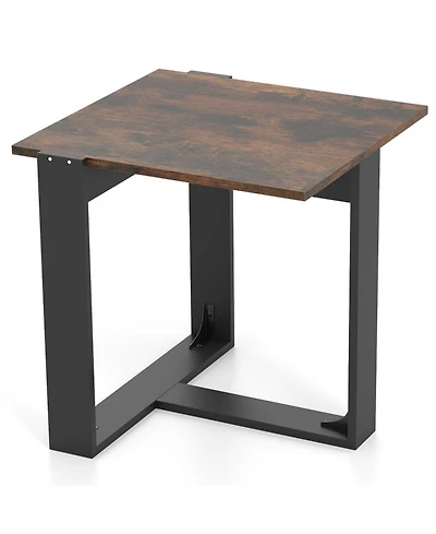 Gouun 20 in Industrial Square End Table with T-Shaped Metal Base