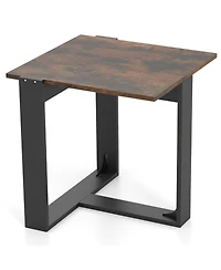 Gouun 20 in Industrial Square End Table with T-Shaped Metal Base