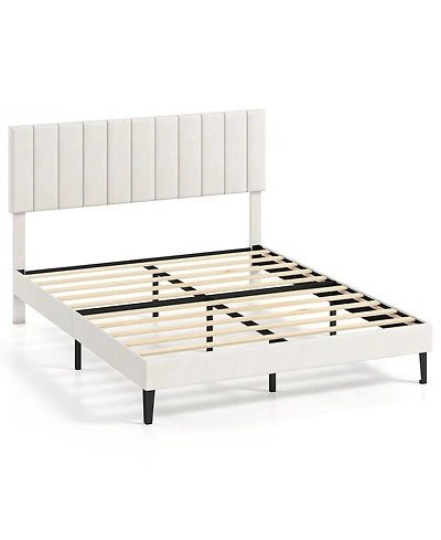 Gouun Queen Size Velvet Upholstered Platform Bed Frame