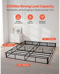 Sugift King Size Heavy Duty Metal Bed Frame Box Spring With Washable Fabric Cloth