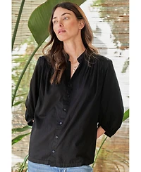 Ocean+Main Women's Cotton Poplin Peasant Top