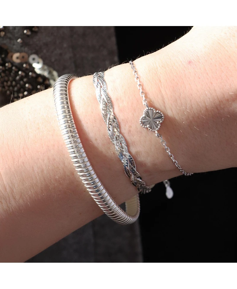 The Lovery Ribbed Stretch Bangle Sterling Silver