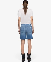 7 For All Mankind Women's Mid-Rise A-Line Cotton Boy Shorts