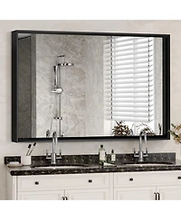 Busdays 36 x 30 Inch Glossy Bathroom Mirror Rectangle Vanity Mirror Metal Framed Farmhouse Style Hangs Horizontal or Vertical