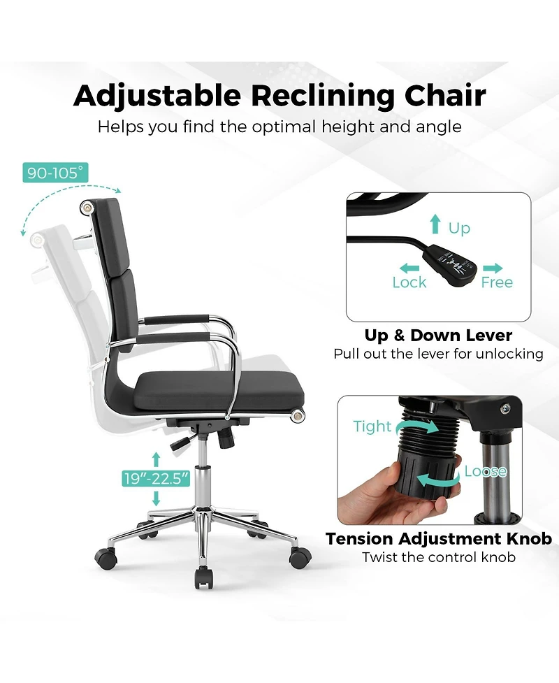 Slickblue Ergonomic Desk Chair Rocking Backrest Adjustable Seat