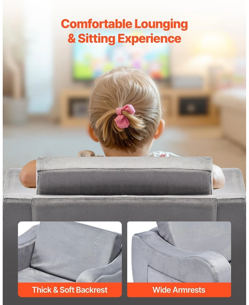 Sugift 2-in-1 Kids Sofa Foldable Toddler Couch Convertible Chair and Lounger