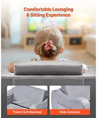 Sugift 2-in-1 Kids Sofa Foldable Toddler Couch Convertible Chair and Lounger