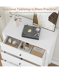 gaomon Modern 5 Drawer Wooden Dresser Chest, Tall Cabinet with Deep Storage Drawers, Metal Knobs