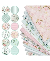Gnuadz 12pcs 18x22 Spring Cotton Fat Quarters Floral Greenery Printed Quilting Patchwork Sewing Fabrics Diy Crafting Home Decor