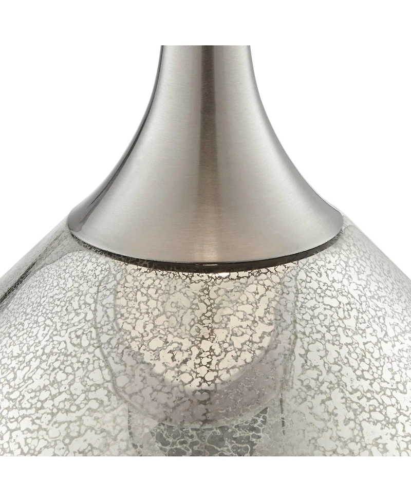 Possini Euro Design Swift Modern Table Lamp 30 1/2" Tall Mercury Glass with Dimmer Double Drum Shade for Bedroom Living Room House Bedside Nights