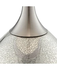 Possini Euro Design Swift Modern Table Lamp 30 1/2" Tall Mercury Glass with Dimmer Double Drum Shade for Bedroom Living Room House Bedside Nights