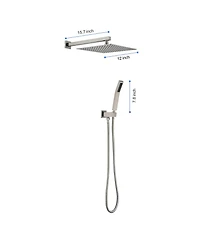 Busdays 12 Inch Square Rain Shower Head with Handheld Showerhead (Without control valve)