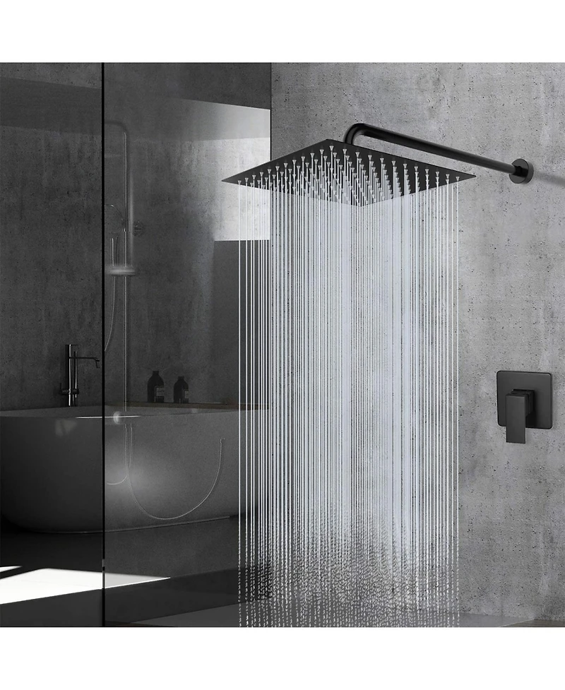 Busdays 16 Inch Oversize Stainless Steel Rain Shower Head Matte High Pressure Square Rainfall Waterfall Full Body Coverage Universal Ceiling