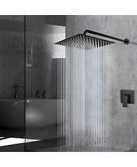 Busdays 16 Inch Oversize Stainless Steel Rain Shower Head Matte High Pressure Square Rainfall Waterfall Full Body Coverage Universal Ceiling